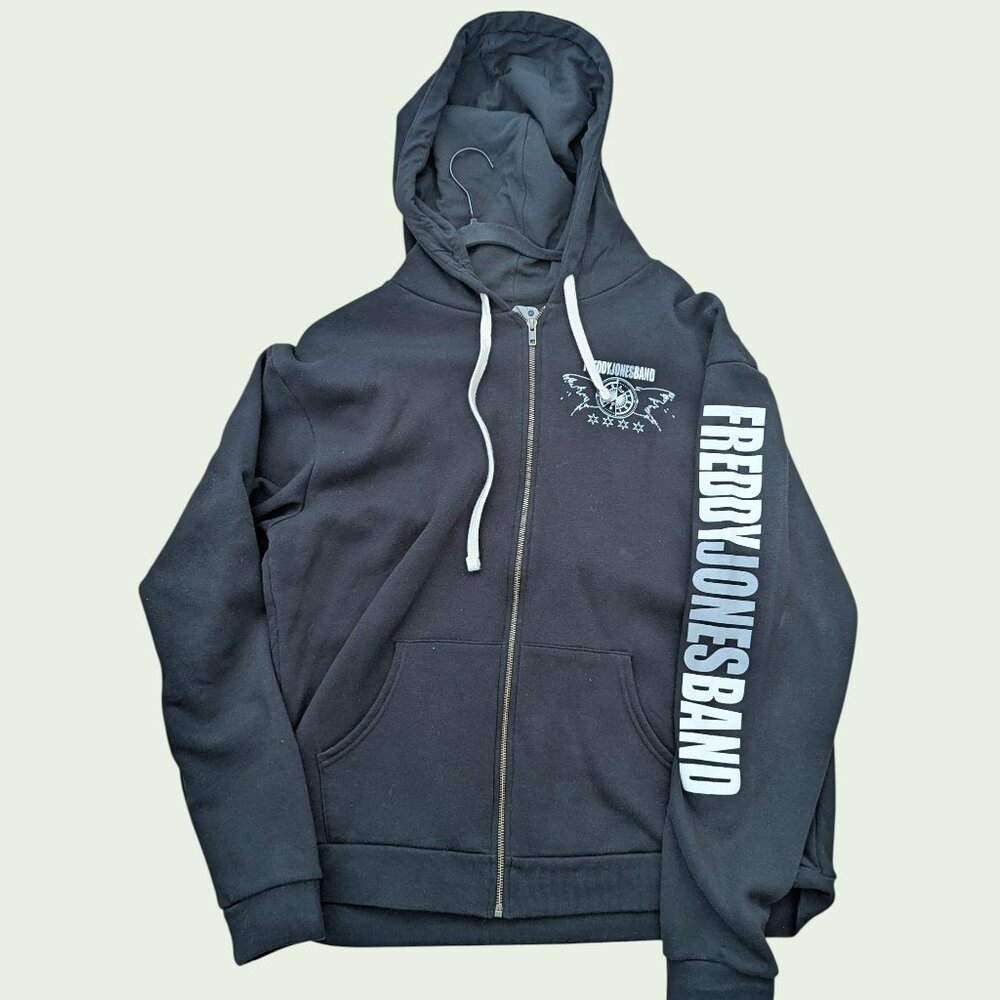 Black Men's Zip Up Hoodie - Freddie Jones Band - Size XL